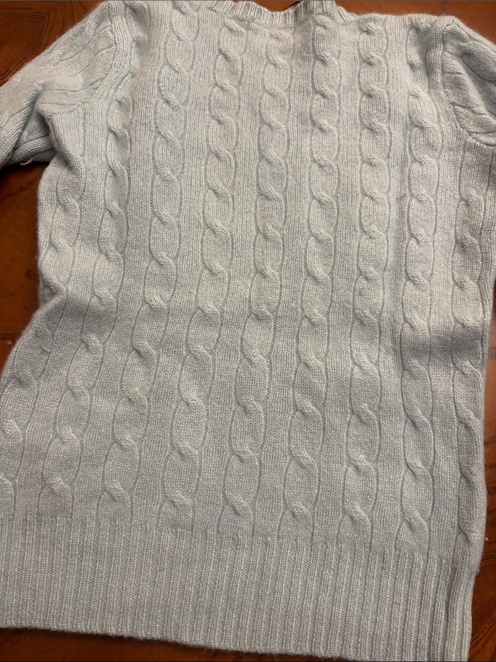 Ralph Lauren Pale Blue Cashmere Cable Knit Crewneck Sweater Small - Picture 6 of 9